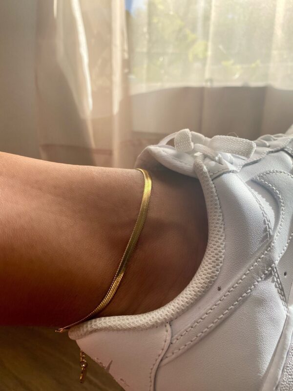 Gold Herringbone Chain Anklet