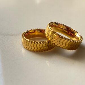 Gold Herringbone Chain Ring