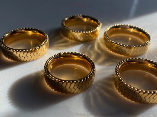 Gold Herringbone Chain Ring