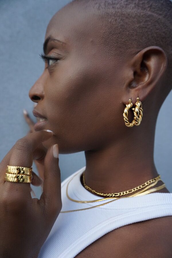 Gold Herringbone Chain Ring