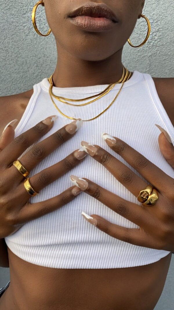 Gold Herringbone Chain Ring