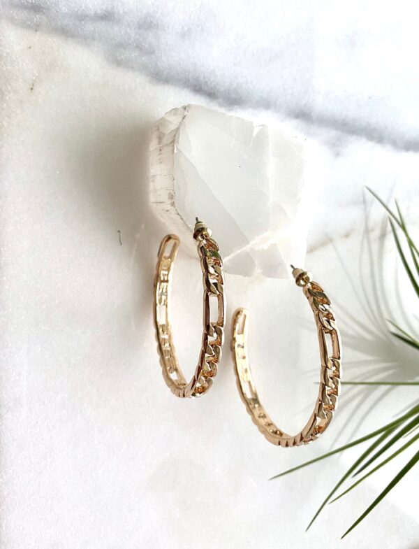 Figaro Chain Link Hoop Earrings