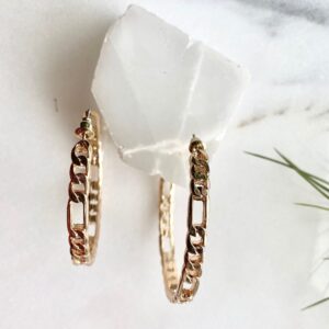Figaro Chain Link Hoop Earrings