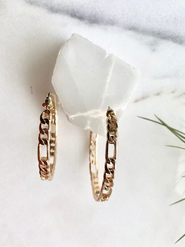 Figaro Chain Link Hoop Earrings