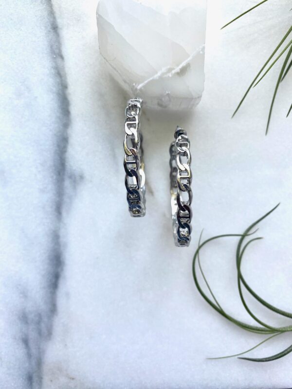 Figaro Chain Link Hoop Earrings