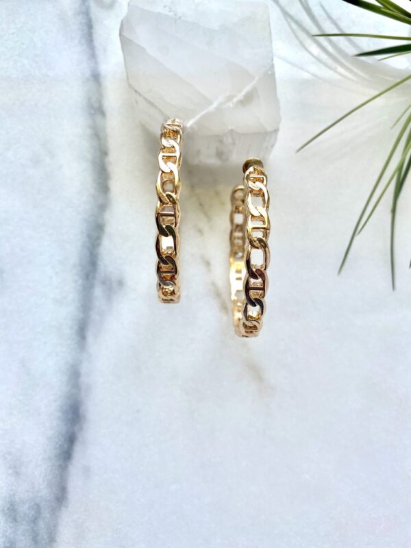 Figaro Chain Link Hoop Earrings