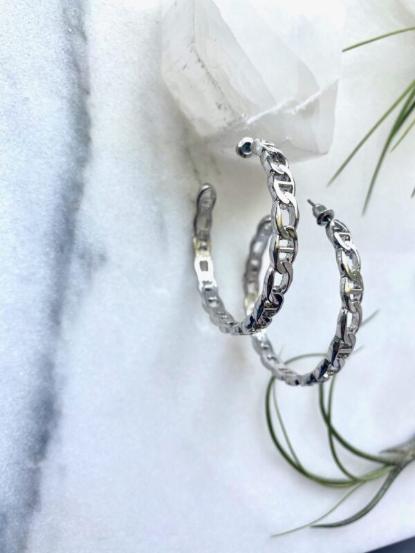 Figaro Chain Link Hoop Earrings